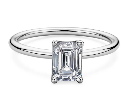Chic Rectangular Moissanite Silver Ring