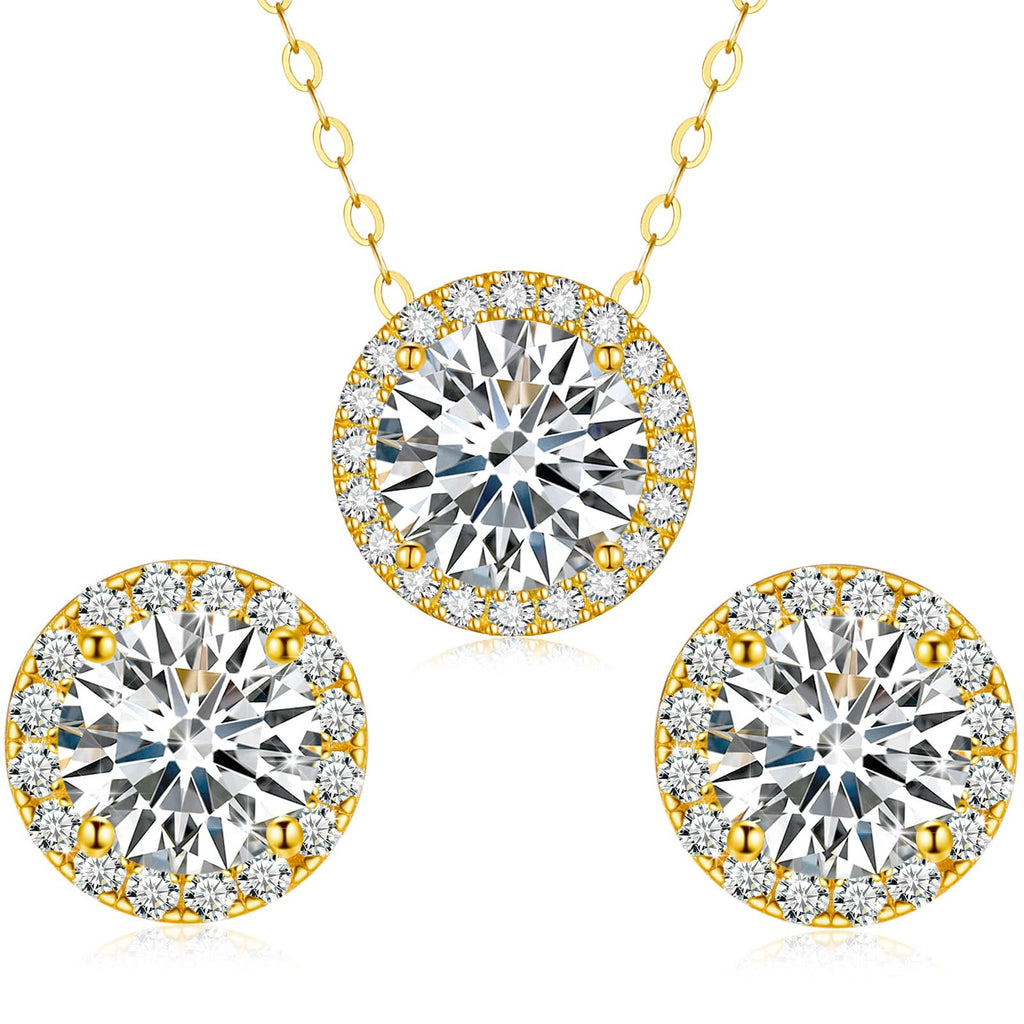 1CT Moissanite Necklace & Stud Earrings Jewelry Set – 925 Sterling Silver