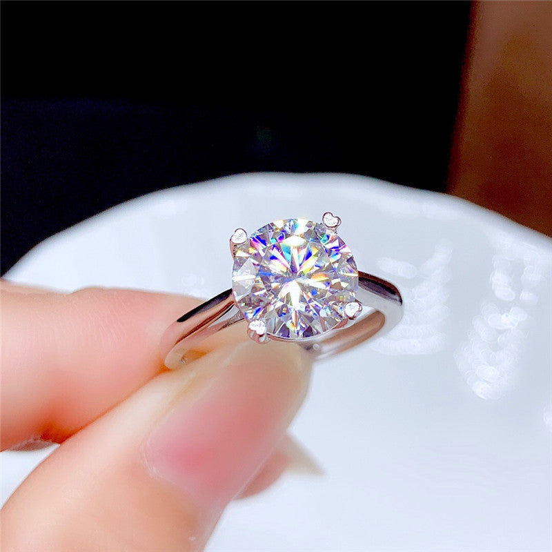 Moissanite Engagement Ring, 925 Silver Engagement Ring