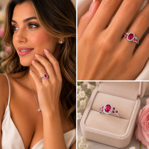(sz10) 1.2 Carat Ruby-Red Gemstone Engagement Ring (Size 10)