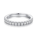 (sz9.5) Moissanite Half Eternity Wedding Band – Sterling Silver Stackable Ring (Size 9.5)