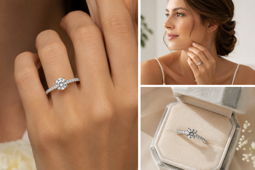 (sz6) 1CT Moissanite Engagement Ring Sterling Silver (Size 6)
