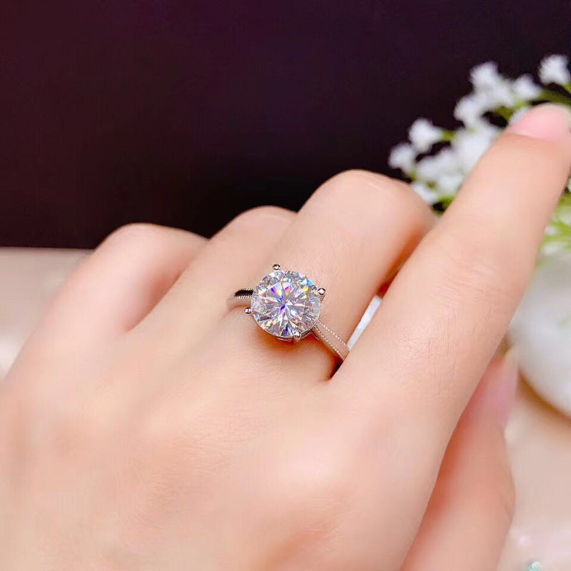 Moissanite Engagement Ring, 925 Silver Engagement Ring