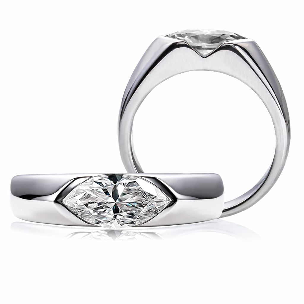 Oval Marquise Cut Moissanite Engagement Ring (Size 8.5)