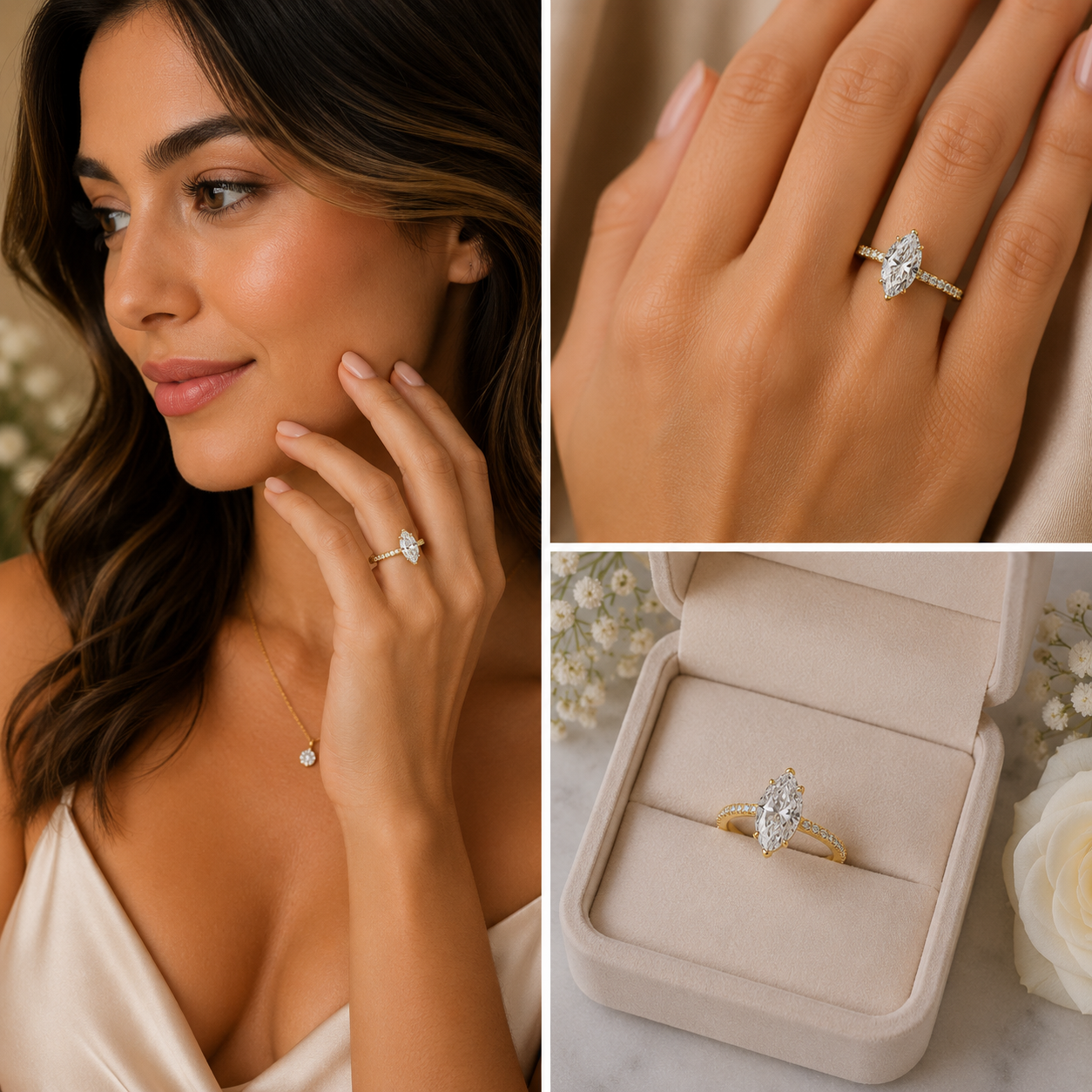 (sz4.5) 3.5CT Marquise Cut Engagement Ring (Size 4.5)