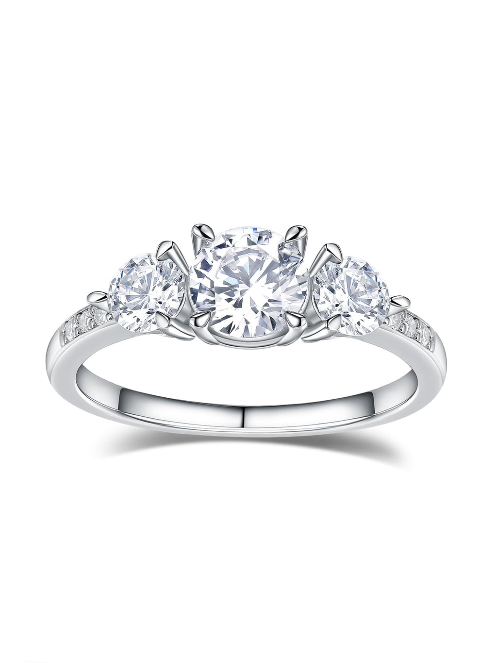 3 Stone Engagement Ring Sterling Silver Moissanite (Size 7)
