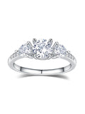 3 Stone Engagement Ring Sterling Silver Moissanite (Size 7)
