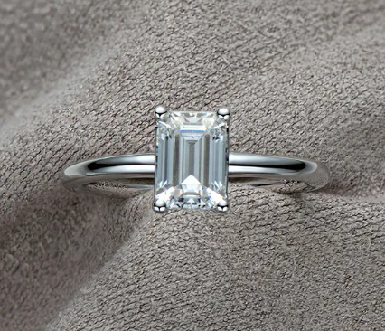 Chic Rectangular Moissanite Silver Ring