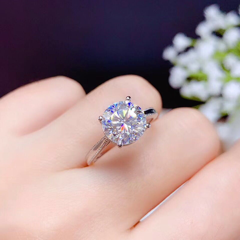 Moissanite Engagement Ring, 925 Silver Engagement Ring