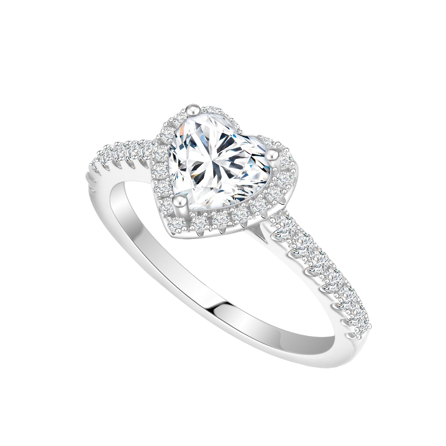 Solitaire Moissanite Engagement Rings 925 Sterling Silver 1CT (Size 5)