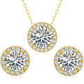 1CT Moissanite Necklace & Stud Earrings Jewelry Set – 925 Sterling Silver