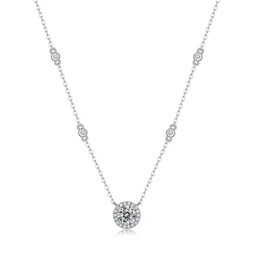 1CT Moissanite Station Necklace – 925 Sterling Silver