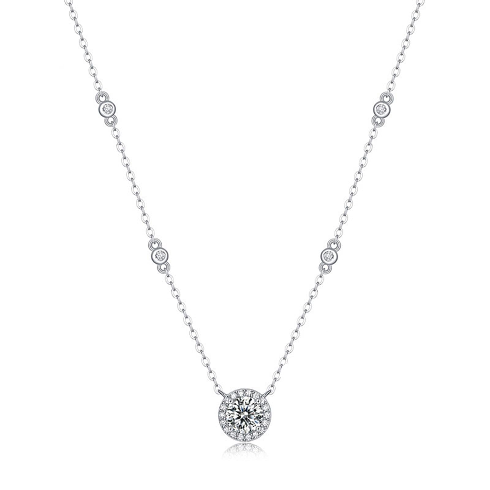 1CT Moissanite Station Necklace – 925 Sterling Silver