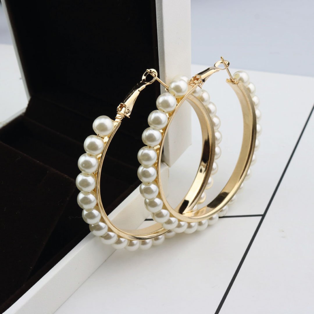 "Arielle" Pearl Hoop Earrings
