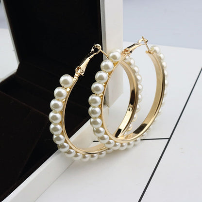 "Arielle" Pearl Hoop Earrings