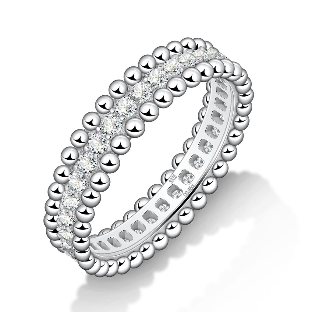 (sz9.5) Moissanite Wedding Band 925 Sterling Silver Ring Round Cut (Size 9.5)