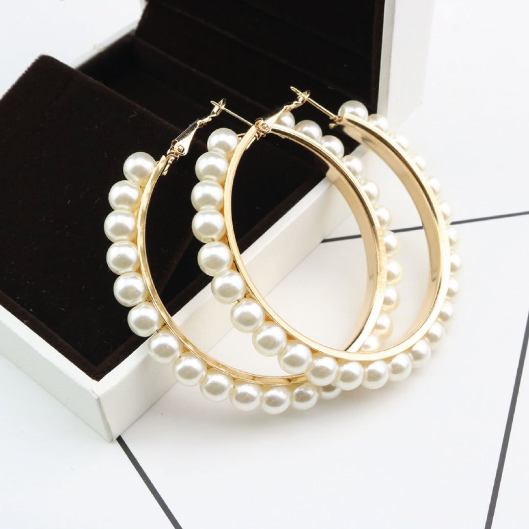 "Arielle" Pearl Hoop Earrings