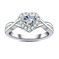 Moissanite Ring Heart Halo Engagement Rings (Size 6)