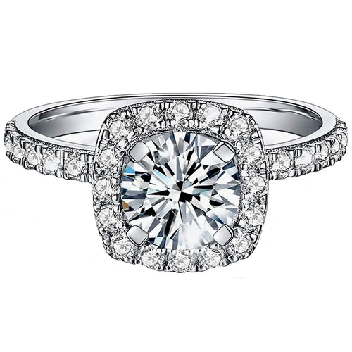 1.5ct Cushion Cut Halo Moissanite Engagement Rings (Size 8.5)