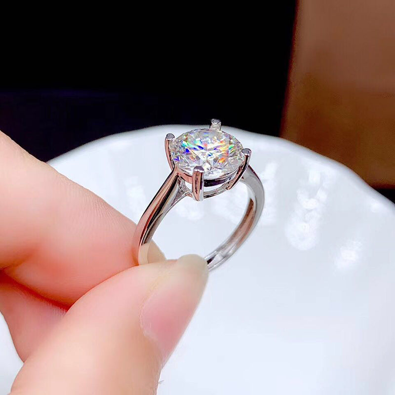 Moissanite Engagement Ring, 925 Silver Engagement Ring