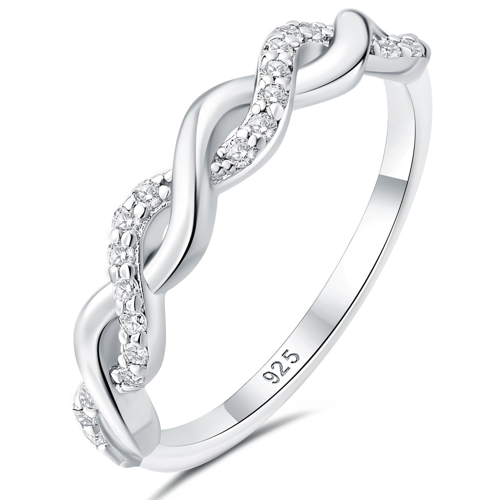 (sz6) Moissanite Wedding Band 925 Sterling Silver Anniversary (Size 6)