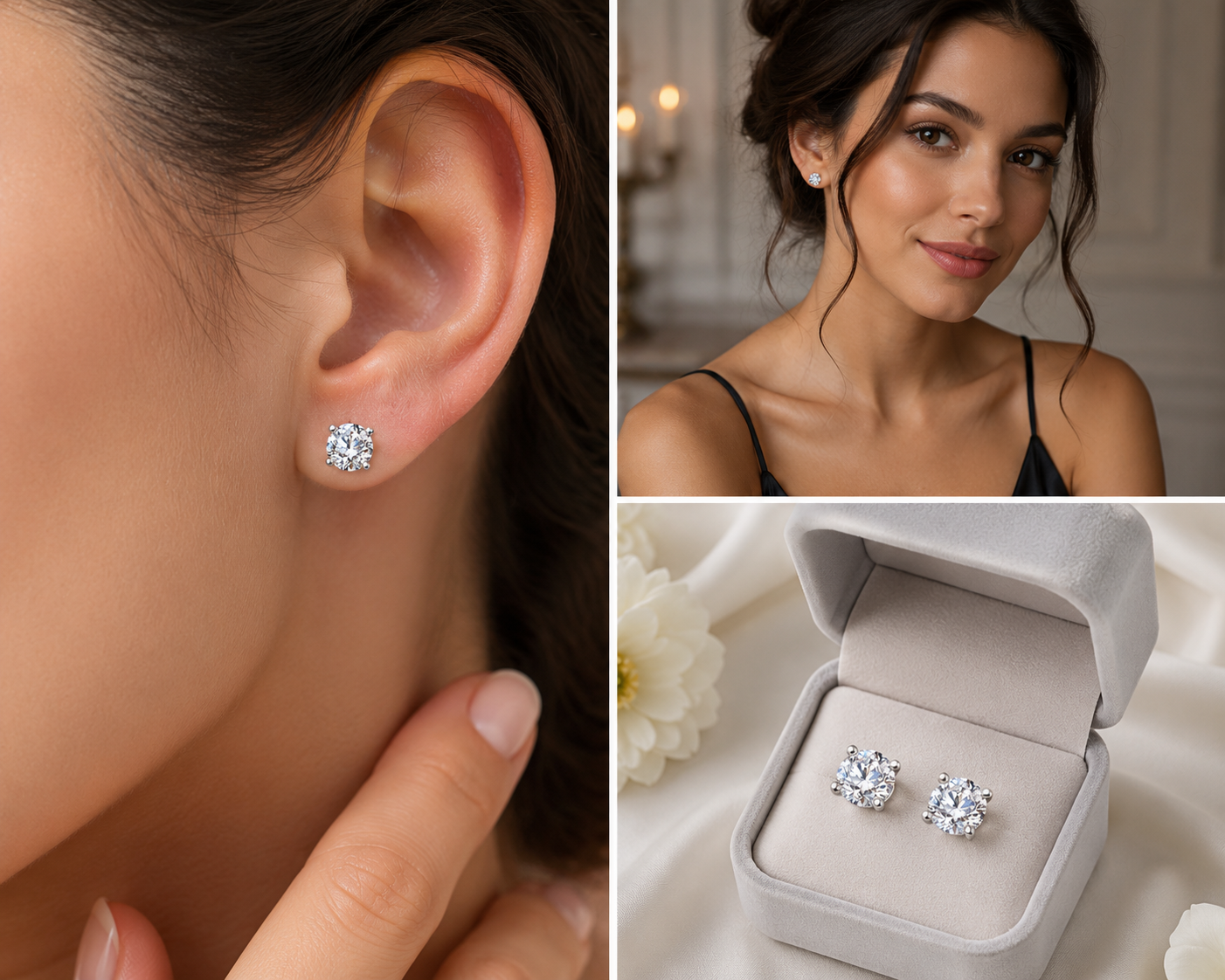 Moissanite Stud Earrings – Lab Created Moissanite | 925 Sterling Silver Screw Back Earrings