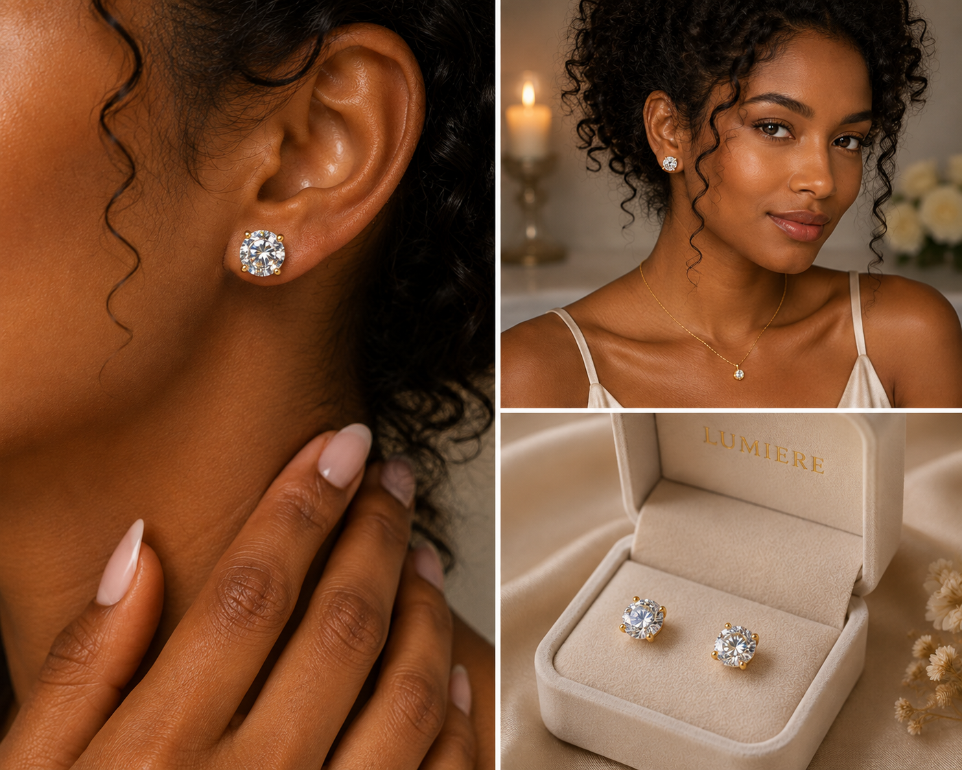 Gold Moissanite Stud Earrings for Men – 1.6CT Total Weight | 14K Gold Finish over 925 Sterling Silver