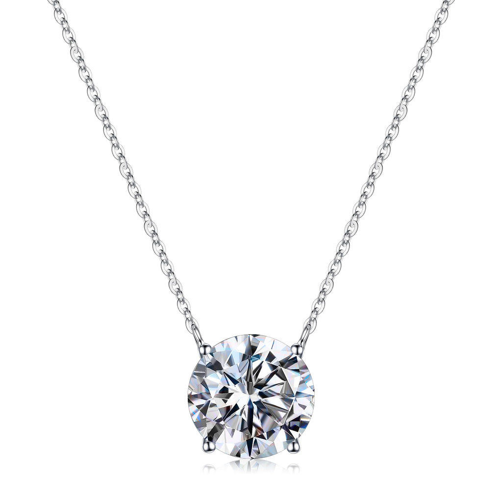 2CT Round Moissanite Pendant Necklace – D Color VVS1 | 925 Sterling Silver