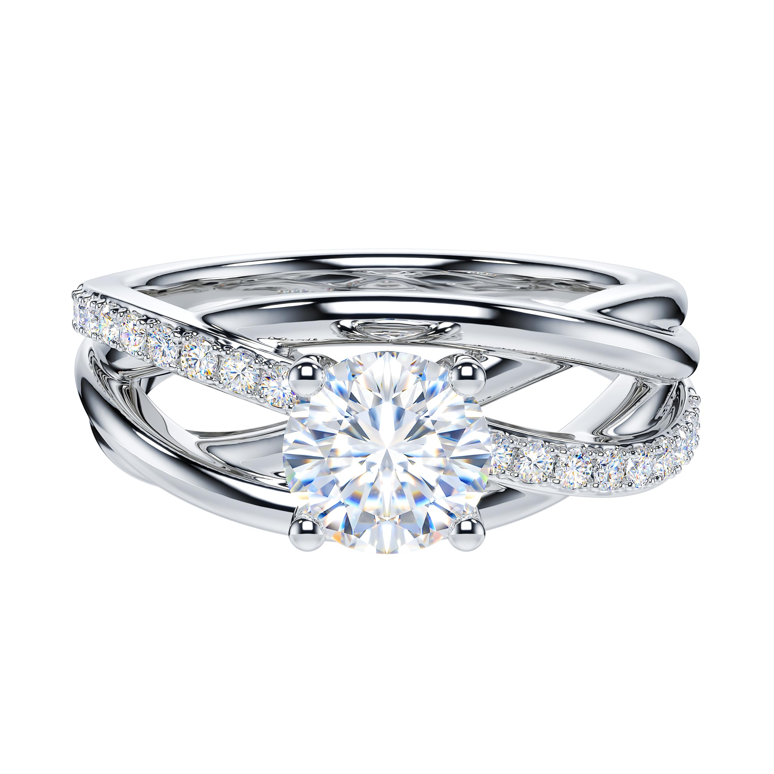 Moissanite Sterling Silver 1CT Crossover Vine Split Intertwine (6.5)