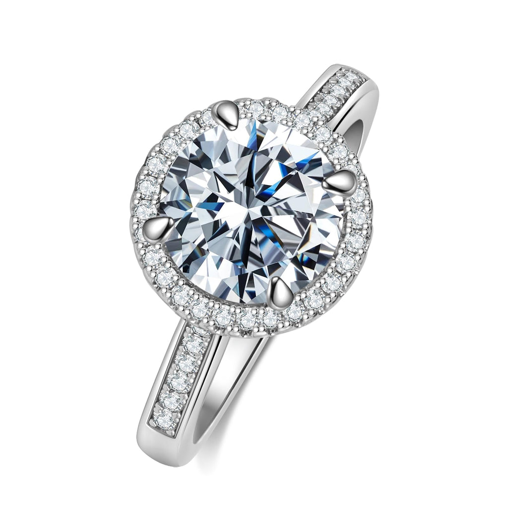 (sz6) Moissanite Egagement Ring Round Cut S925 Sterling Silver (Size 6)