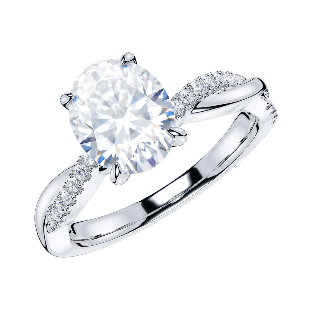 Sterling Silver 4-Prong Petite Twisted Vine 1.5CT Oval Cut Moissanite (Size 11.5)