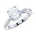 Sterling Silver 4-Prong Petite Twisted Vine 1.5CT Oval Cut Moissanite (Size 11.5)