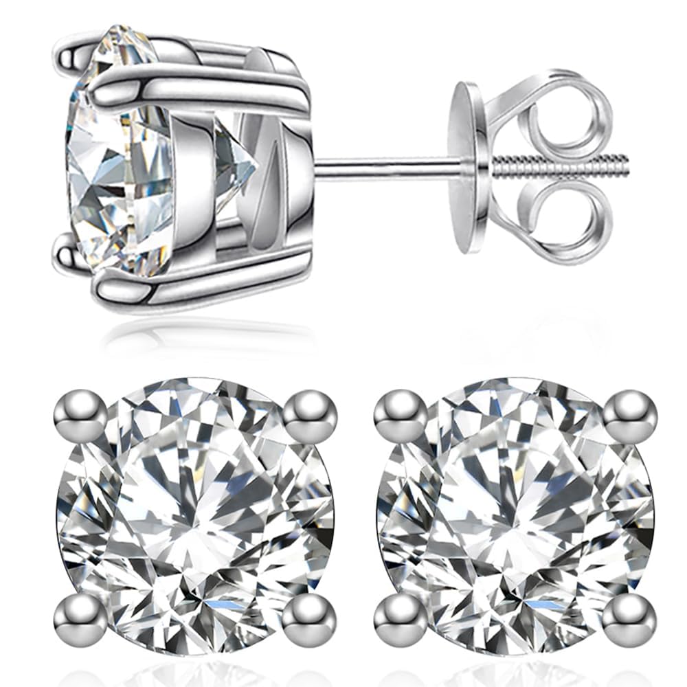 Moissanite Stud Earrings – Lab Created Moissanite | 925 Sterling Silver Screw Back Earrings
