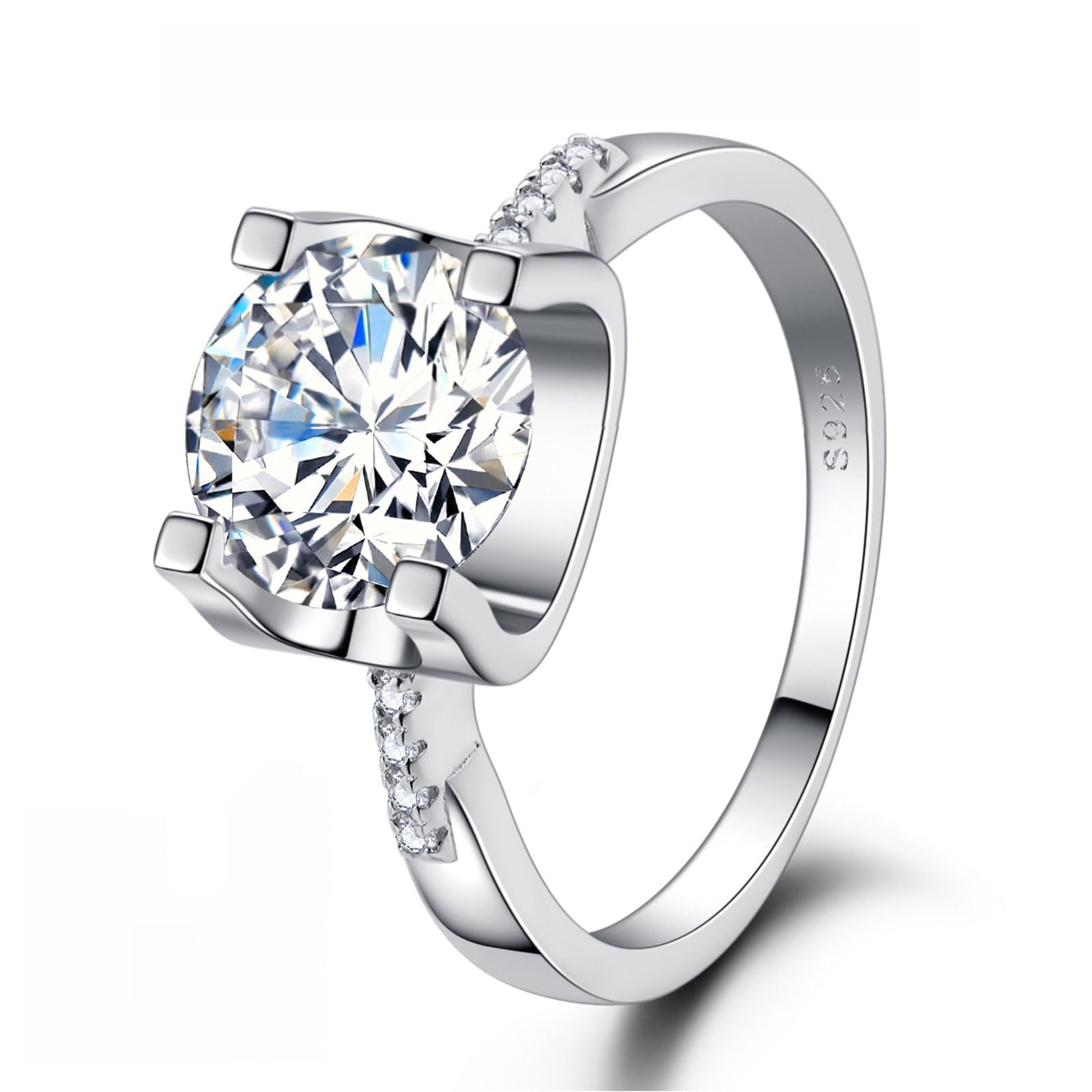 Moissanite Ring 1ct Lab Created Diamond Rings (Size 8)