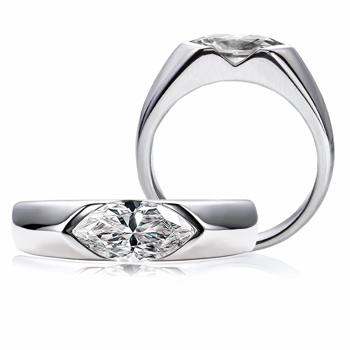 Oval Marquise Cut Moissanite Engagement Ring (Size 8.5)