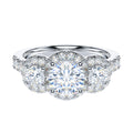 Genuine Moissanite Sterling Silver Main Stone 1CT Round Brilliant Cut Three Stone Halo Promise Ring Engagement Ring For Her (8)