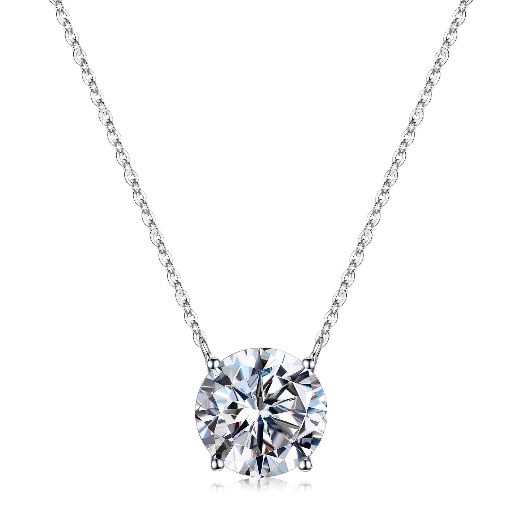 2CT Round Moissanite Pendant Necklace – D Color VVS1 | 925 Sterling Silver