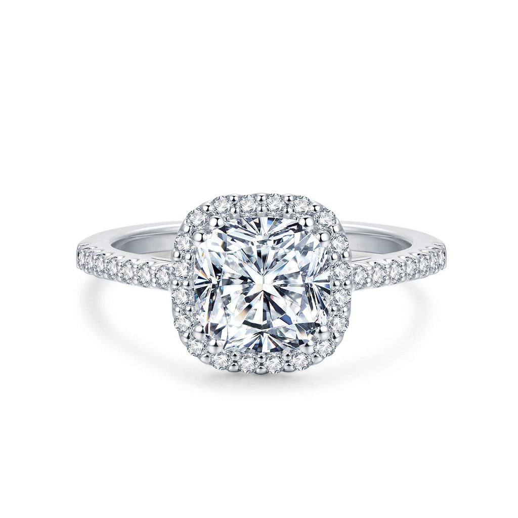 Moissanite Rings for Women 2ct D Color VVS Cushion Cut Moissanite Engagement Ring (moissanite-ring 8.5)