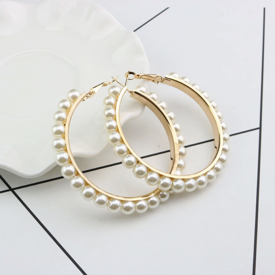 "Arielle" Pearl Hoop Earrings