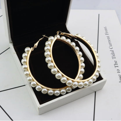 "Arielle" Pearl Hoop Earrings