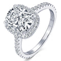 4CT Cushion Moissanite Halo Engagement Ring (Size 4)