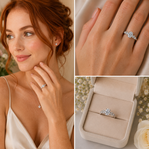 (sz6.5) Moissanite Engagement Ring 18K White Gold Plated (Size 6.5)