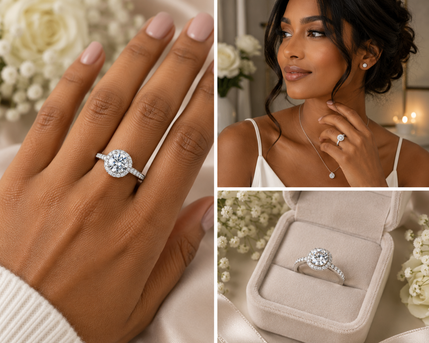 (sz6) Moissanite Egagement Ring Round Cut S925 Sterling Silver (Size 6)