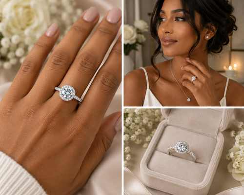 (sz6) Moissanite Egagement Ring Round Cut S925 Sterling Silver (Size 6)