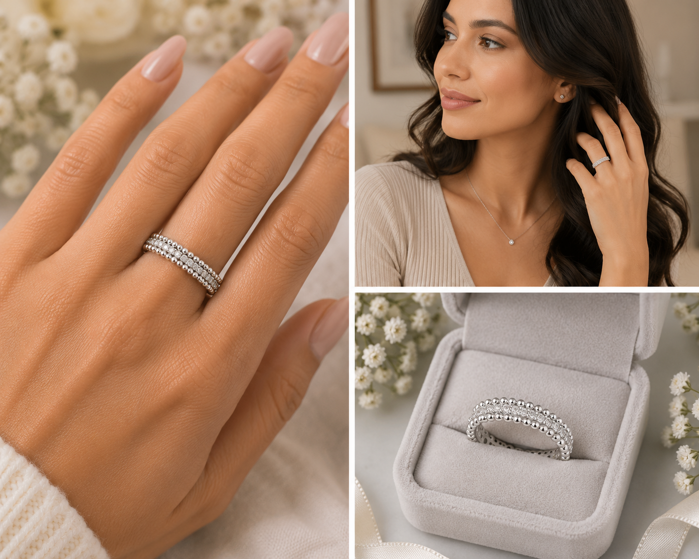 (sz9.5) Moissanite Wedding Band 925 Sterling Silver Ring Round Cut (Size 9.5)